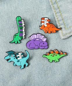 Book Lover Dino 2 Enamel Pin - Image 3