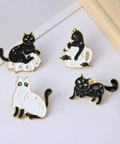 Alternative view of Black Kitty 'Stars and Moon' Enamel Pin