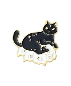 Black Kitty 'Stars and Moon' Enamel Pin