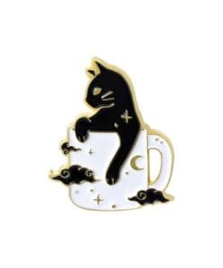 Black Kitty 'On Cup' Enamel Pin