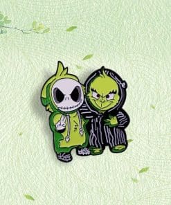 Alternative view of Jack Skellington and Grinch Enamel Pin