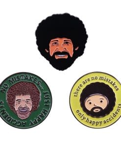 Alternative view of Bob Ross 'No Mistakes...Just Happy Accidents' Enamel Pin