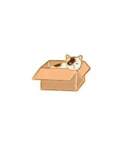 Cute Cat In A Box Enamel Pin