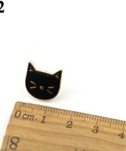 Alternative view of Cute Black Cat Head 'Ver.2.0' Enamel Pin