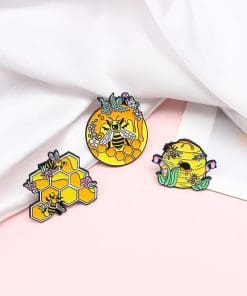 Alternative view of Cute Bee House 'Honeycomb & Bees' s Enamel Pin