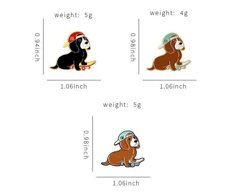 Cute Hip-Hop Dogs 'Skateboarding Black Dachshund' Enamel Pin - Image 5