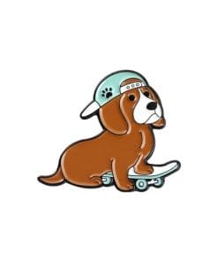 Cute Hip-Hop Dogs 'Skateboarding Brown Dachshund ver.02' Enamel Pin
