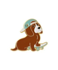 Cute Hip-Hop Dogs 'Skateboarding Brown Dachshund ver.01' Enamel Pin