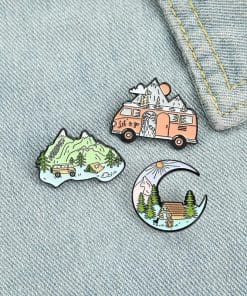 Alternative view of Camping Nature 'Crescent Winter Woods' Hiking Enamel Pin