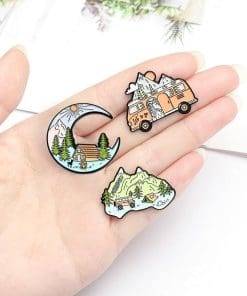 Camping Nature 'Crescent Winter Woods' Hiking Enamel Pin - Image 3