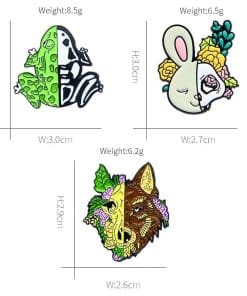 Animal Skeleton 'Cute Fox' Enamel Pin - Image 6