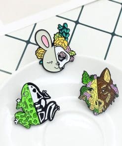 Animal Skeleton 'Cute Fox' Enamel Pin - Image 7