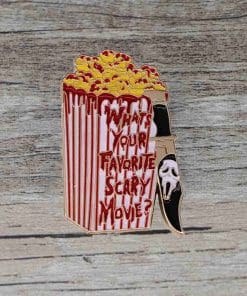 Alternative view of Scream 'Popcorn | What's your favorite scary movie?' Enamel Pin