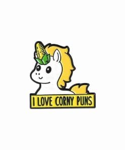 Unicorn Meme 'I Love Corny Puns' Enamel Pin