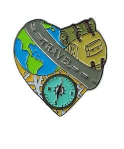 Cute Heart Traveller 'Around the Globe' Enamel Pin