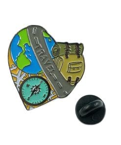 Alternative view of Cute Heart Traveller 'Around the Globe' Enamel Pin