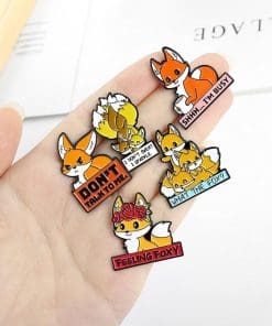 Alternative view of Cute Fox 'Shhh... I'm Busy' Enamel Pin