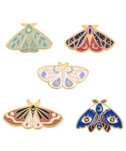 Alternative view of Colorful Starry Moth Enamel Pin