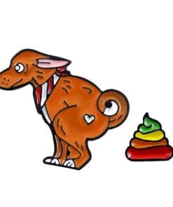 Cute Brown Dog Pooping ver.03 Enamel Pin