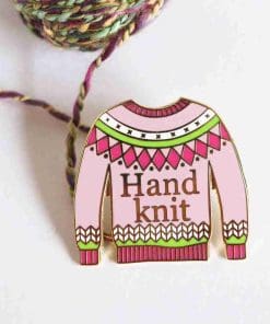 Pink Weave Sweater 'Hand Knit' Enamel Pin