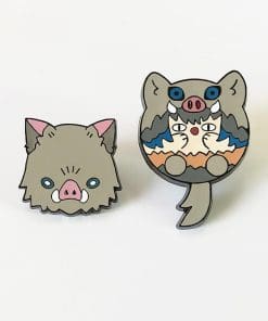 Alternative view of Demon Slayer: Kimetsu No Yaiba 'Inosuke Wild Boar | Cat' Enamel Pin