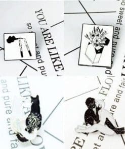 Alternative view of Monochrome 'Intimate Couple' Enamel Pin