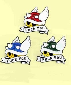 Alternative view of Super Mario Bros 'Mario Blue Kart | F**k You' Enamel Pin