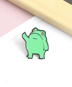Alternative view of Naughty Frog 'Dirty Finger' Enamel Pin