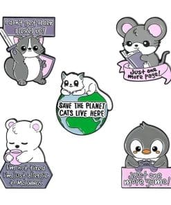 Alternative view of Mouse Meme 'Just One More Page' Enamel Pin