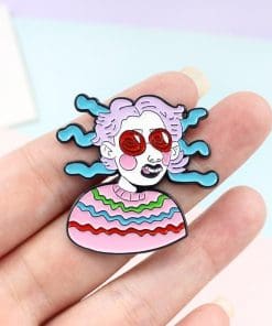 Alternative view of Funny Retro Girl 'Funky Hair' Enamel Pin