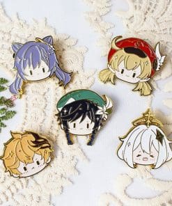 Alternative view of Genshin Impact 'Zhongli Chibi Head' Enamel Pin