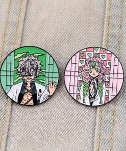 Alternative view of Demon Slayer 'Mitsuri Kanroji Portrait' Enamel Pin