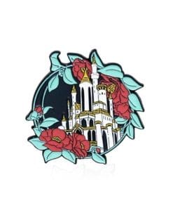 Nature Landscape ' Castle And Flowers' Enamel Pin