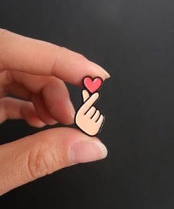 Alternative view of Finger Heart Enamel Pin