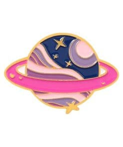 Colorful Wave Planet 'Pink Planetary Rings' Enamel Pin