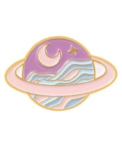 Colorful Moon & Star Planet 'Planetary Rings' Enamel Pin
