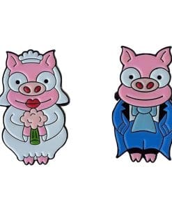 Cute Pig 'Set of 2 Bride and Groom' Enamel Pin
