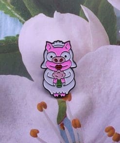Alternative view of Cute Pig 'Bride' Enamel Pin