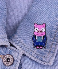 Alternative view of Cute Pig 'Groom' Enamel Pin