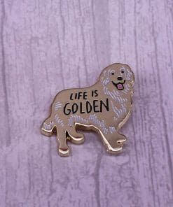 Alternative view of Dog 'Golden Retriever | Life is Golden' Enamel Pin