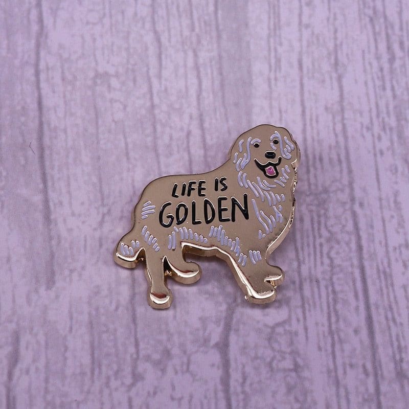 Dog 'Golden Retriever | Life is Golden' Enamel Pin - Image 2