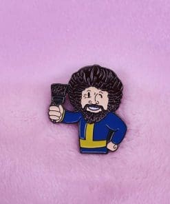 Alternative view of Bob Ross 'Happy Painter' Enamel Pin
