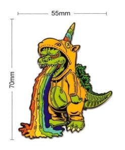 Alternative view of Godzilla 'Unicorn |Puking Rainbows 3.0' Enamel Pin