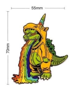 Alternative view of Godzilla 'Unicorn |Puking Rainbows 4.0' Enamel Pin