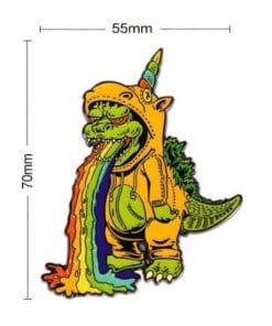 Alternative view of Godzilla 'Unicorn |Puking Rainbows 1.0' Enamel Pin
