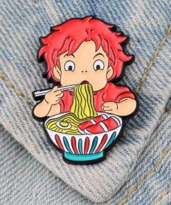 Alternative view of Ponyo 'Ponyo Eating Ramen' Enamel Pin