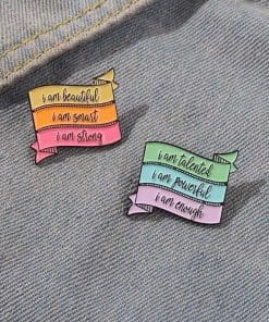 Alternative view of Motivational Flag 'I Am Talented. Powerful. Enough' Enamel Pin
