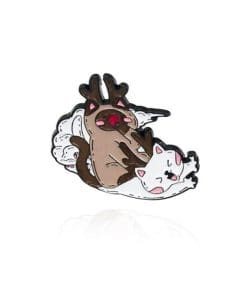 Christmas Reindeer 'Cat Playing' Enamel Pin