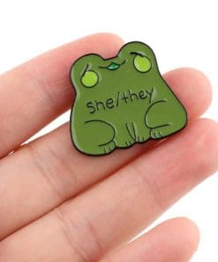 Alternative view of Chubby Frog 'She / They' Enamel Pin