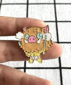 Alternative view of Demon Slayer 'Big Head | Hashibira Inosuke' Enamel Pin